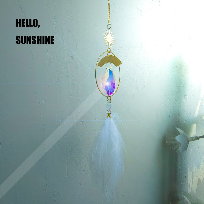 Wholesale Earring Feather Sun Catcher Crystal Pendant MOQ≥2 JDC-DC-ZZ004