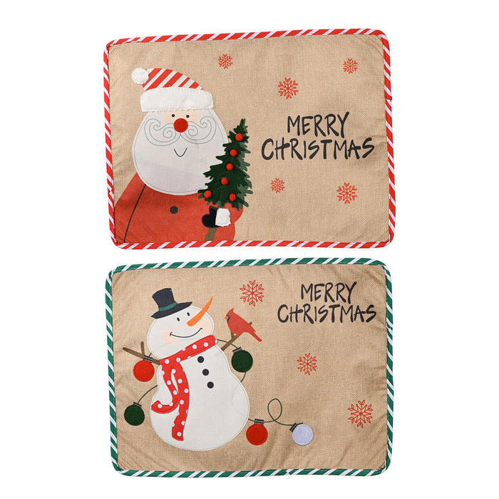 Wholesale Decorative Christmas Embroidery Placemats Dining Table Dress Up Insulation Pads MOQ≥2 JDC-DCN-HB004