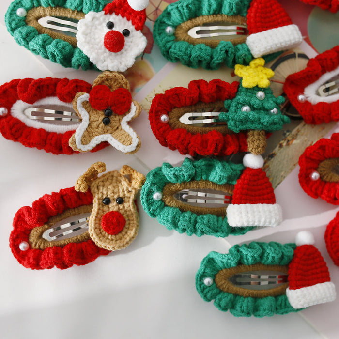 Clips de cabello al por mayor hilo Crochet Elemento de Navidad de la mano Cañada de punto JDC-HC-BDXY002