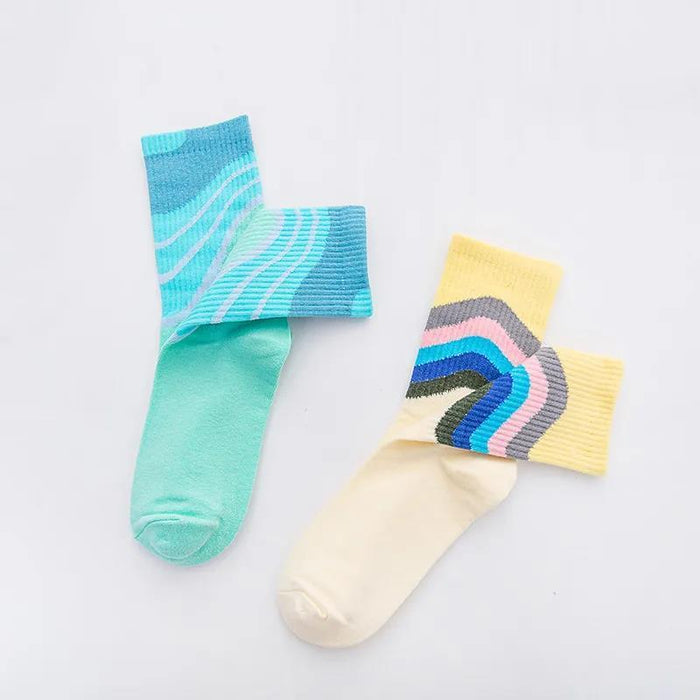Wholesale Sock Polyester Cotton Color Gradient Thick Breathable Sweat-absorbing MOQ≥2 JDC-SK-LanXii003