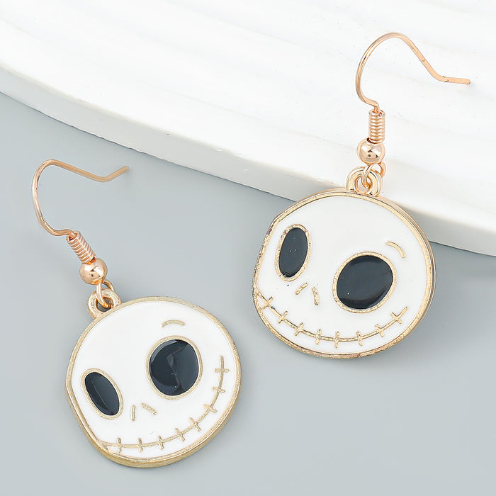 Wholesale Earrings Alloy Enamel Halloween Skull Zombie Ear Hooks JDC-ES-JL1039