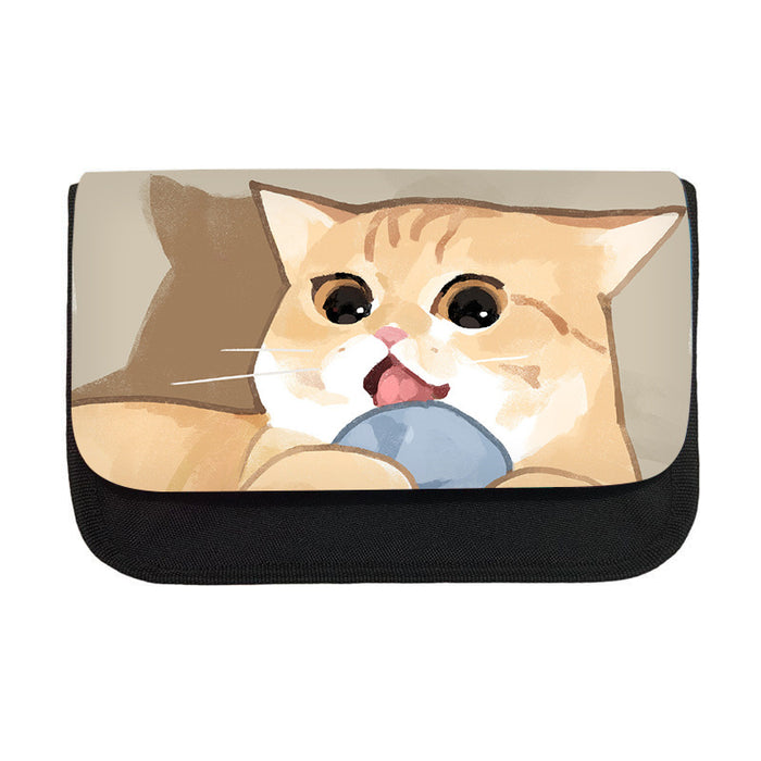 Caja de lápiz al por mayor poliéster gato triángulo de mascota de papelería JDC-PC-JUYU002
