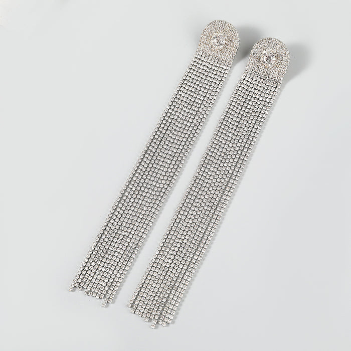 Wholesale Long Tassel Earrings Alloy Rhinestones JDC-ES-JL1092