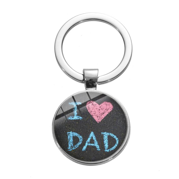 Wholesale Father's Day Gift Alloy Glass Time Gemstone Keychain JDC-KC-SongX007