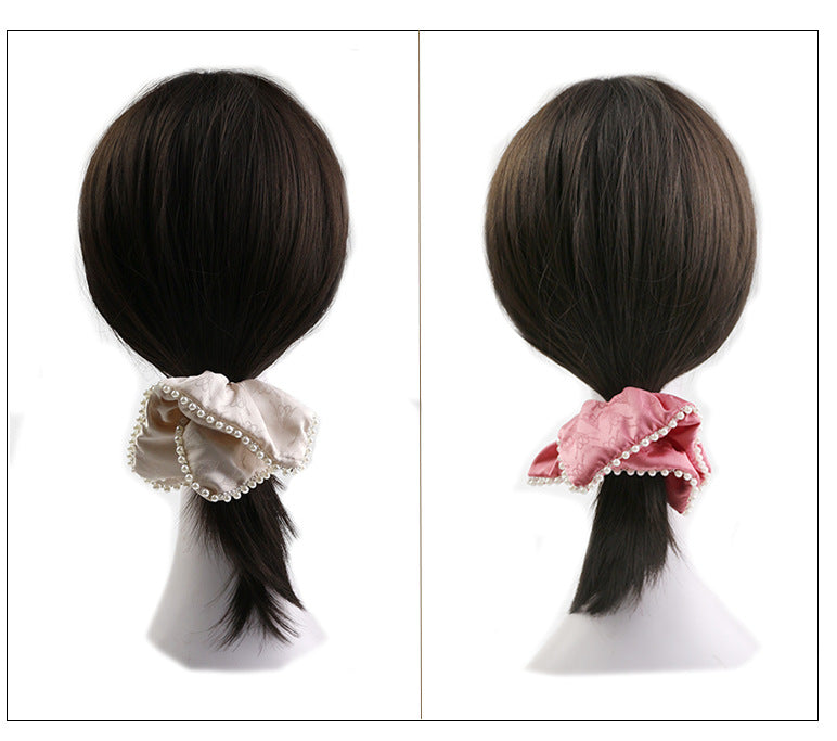 Wholesale Hair Scrunchies Cloth Imitation Pearl Classic Four Pointed Star MOQ≥3 JDC-HS-HMXS005
