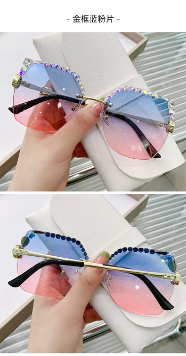 Gafas de sol de diamantes de femenina de corte de corte por el bordes al por mayor jdc-sg-zhanh001