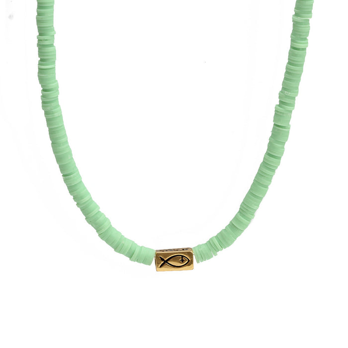 Wholesale soft ceramic necklace short necklace items JDC-NE-Baiding004