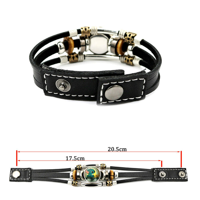 Wholesale Cartoon Alloy Glass Leather Cord Bracelet (M) JDC-BT-XuS007