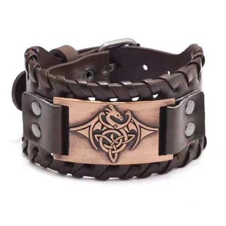 Wholesale Handmade Genuine Leather Bracelet Double Layer Alloy Accessories Wide Leather JDC-BT-BaB008