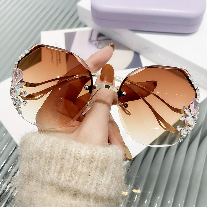 Gafas de sol de diamante de corte de corte sin borde al por mayor jdc-sg-zhanh002