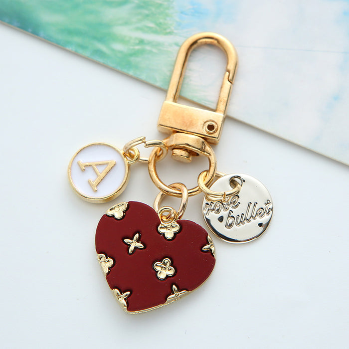 Wholesale Keychain Zinc Alloy Small Flower Letter Heart Shape Keychain MOQ≥2 (F) JDC-KC-ARui009