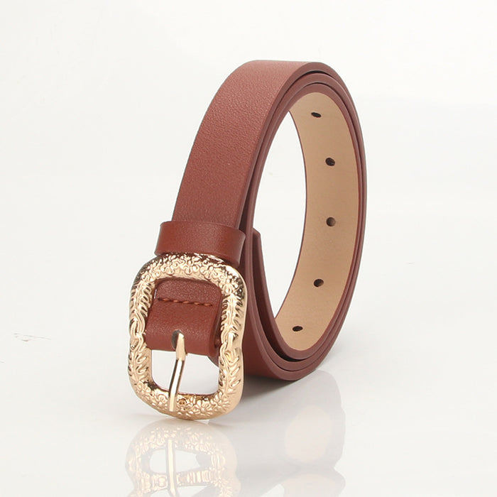 Wholesale fashion ladies belt with engraved metal buckle JDC-WB-KuP007