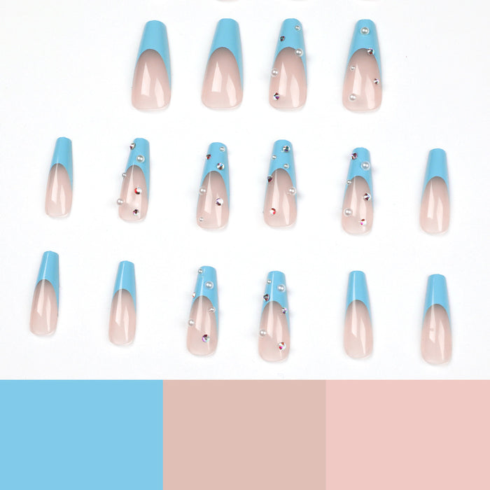 Wholesale Blue  Rhinestone Pearl Wearable Nail Art JDC-NS-LFan018