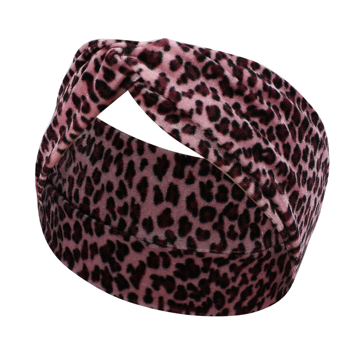 Diadema de diadema al por mayor estampado de terciopelo estampado de leopardo con borde ancho Wash Moq≥2 JDC-HD-FANM008