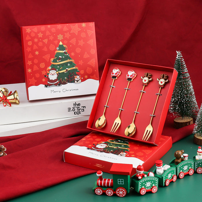 Wholesale Spoon Stainless Steel Christmas Cartoon Elk Gift Set MOQ≥2 JDC-SN-BiS004
