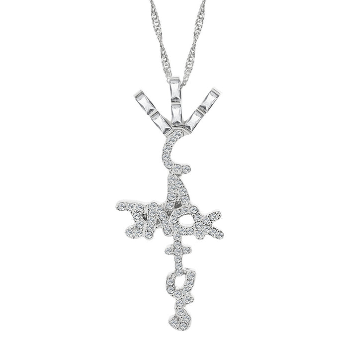 Wholesale Necklace Alloy Letter Hollow Full Zircon Diamond Crystal MOQ≥2 JDC-NE-ZhuoX002