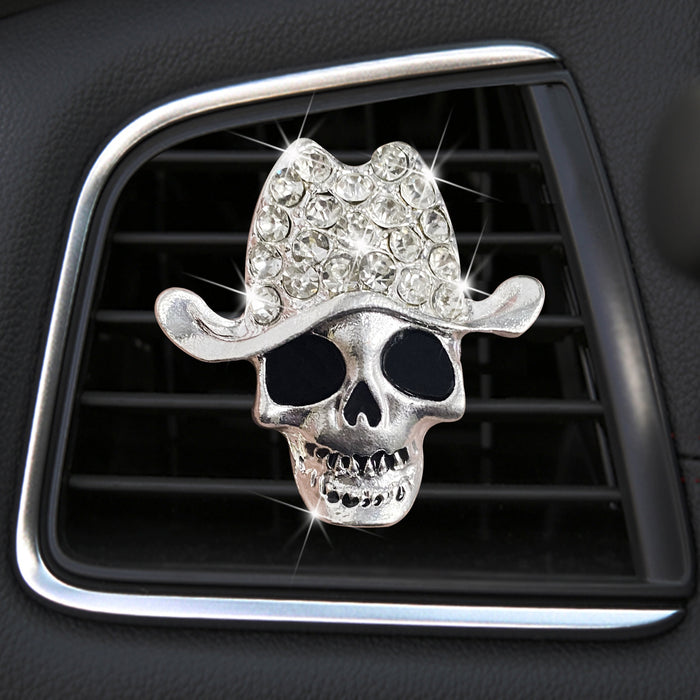 Wholesale Car Accessories Metal Halloween Rhinestone Skull Air Outlet Perfume Clip JDC-CA-ZNYK007