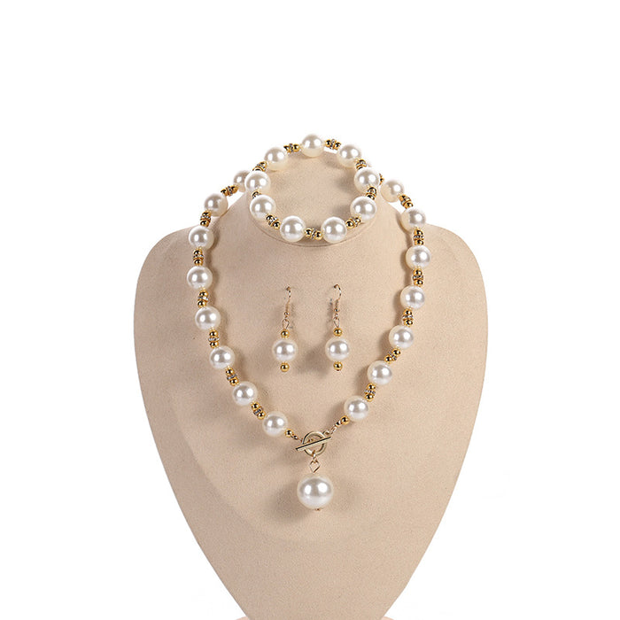 Collar de perlas al por mayor Pendientes de perlas de agua dulce Collar de clavícula Set Moq≥2 JDC-Ne-NANH003