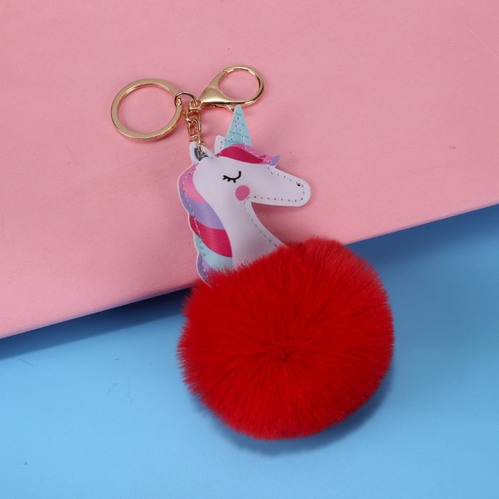 Wholesale Imitation Rex Rabbit Fur Cartoon Hair Ball Keychain MOQ≥2 JDC-KC-YXin001