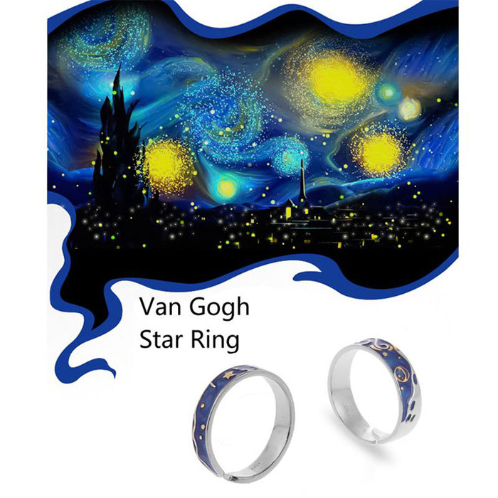 Aleación de anillo al por mayor Van Gogh Starry Ajustable JDC-RS-YINS005