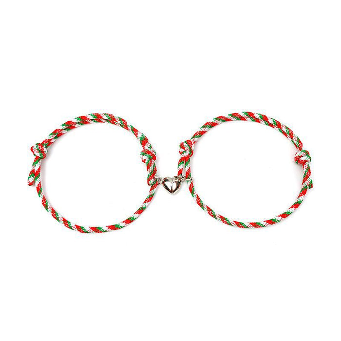 Wholesale Bracelet Alloy Heart Magnet Attract Christmas Couple Bracelet JDC-BT-Hen001
