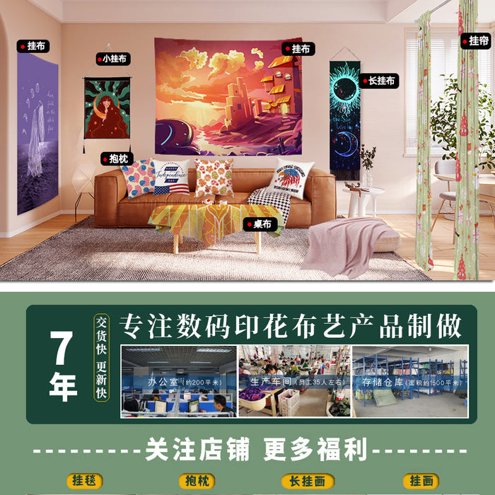 Wholesale Decorative Brushed Cloth Moon Print Wall Hanging Cloth MOQ≥2 JDC-DCN-Jianjie012