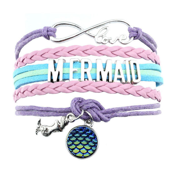 Wholesale Bracelet Alloy Mermaid Fish Scale Hand Woven Bracelet MOQ≥2 JDC-BT-FengR004