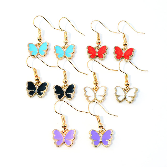 Wholesale Color Butterfly Alloy Earrings MOQ≥2 JDC-ES-Kaiwei002