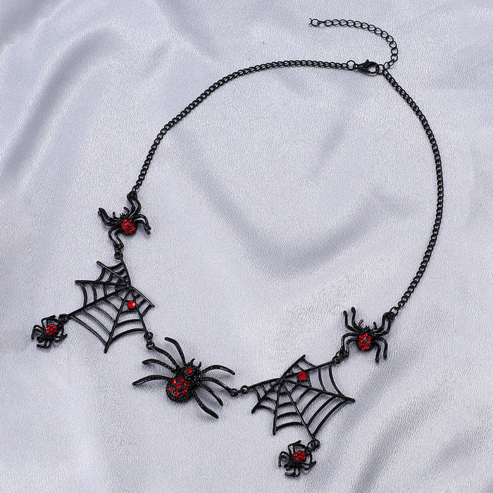 Collares al por mayor Aleación Halloween Black Spider Web Collar JDC-Ne-A117