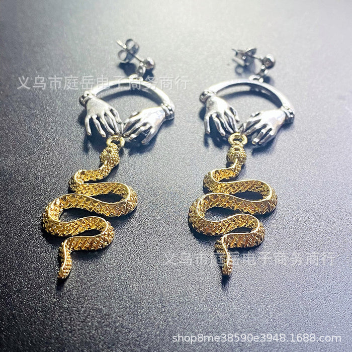 Wholesale Earring Metal Snake Pendant MOQ≥2 JDC-ES-TingYue007