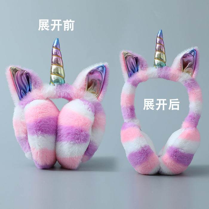 Wholesale Earmuff Plush Color Unicorn Thickening Foldable Winter Warm MOQ≥3 JDC-EF-BoF001