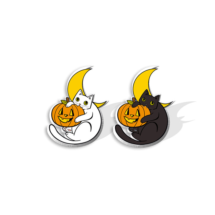 Wholesale Earrings Acrylic Halloween Witch Hat Pumpkin Cat MOQ≥2 JDC-ES-XiangL038