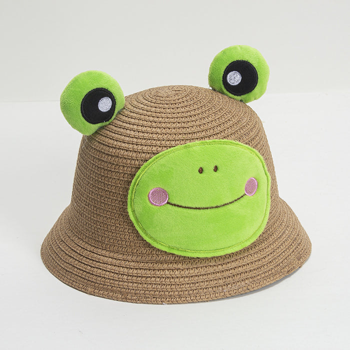 Wholesale Children's Straw Hat Papyrus Frog Sunshade Hat JDC-SH-ZYuan005