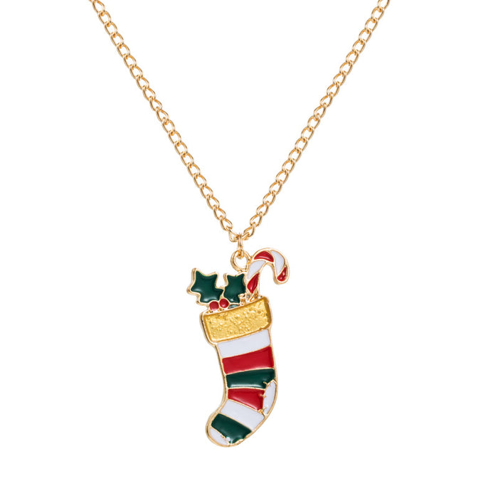 Wholesale Necklace Alloy Christmas Snowman Penguin Socks JDC-NE-Hemin004