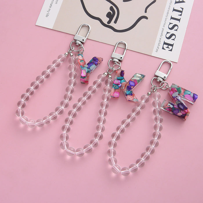 Wholesale Keychains For Backpacks Crystal Pearl Keychain Small Gift Letter Small Pendant MOQ≥2 JDC-KC-JRen001