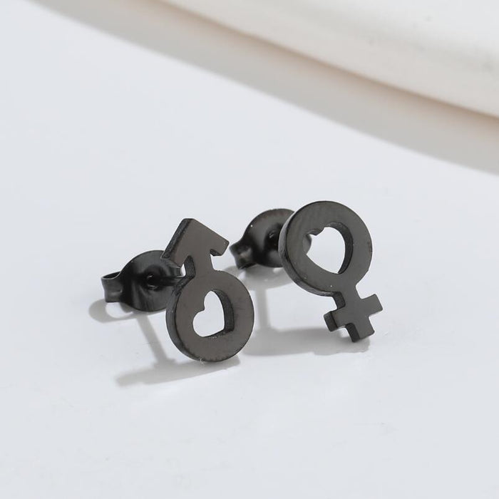 Wholesale Earrings Titanium Steel Irregular Geometric Hollow Love Stud Earrings JDC-ES-JS014