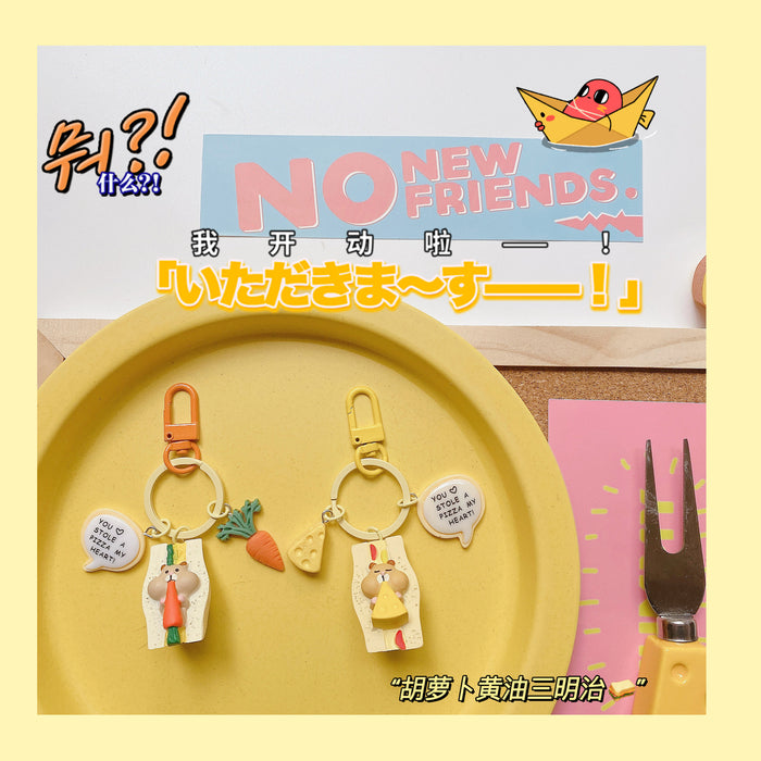 Wholesale Cartoon Food Toy Simulation Bread Resin Keychain MOQ≥2 JDC-KC-ShuoK001