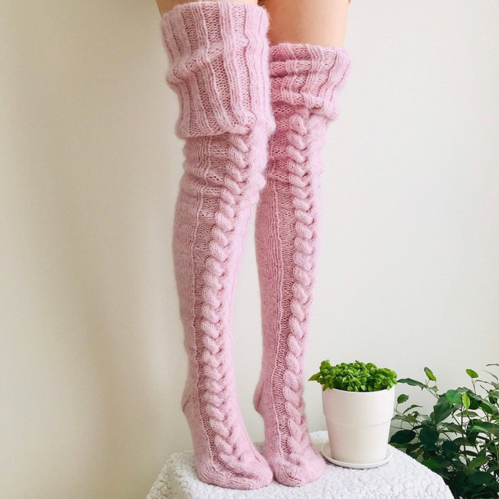 Wholesale cotton socks mohair wool socks knitted over knee socks JDC-SK-QAng004