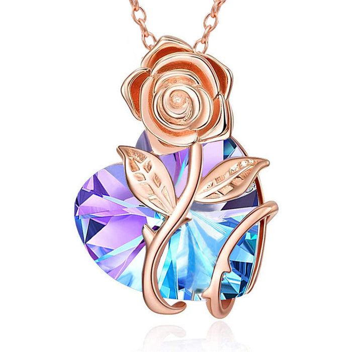 Wholesale Rose Twining Love Crystal Necklace JDC-NE-XunO055
