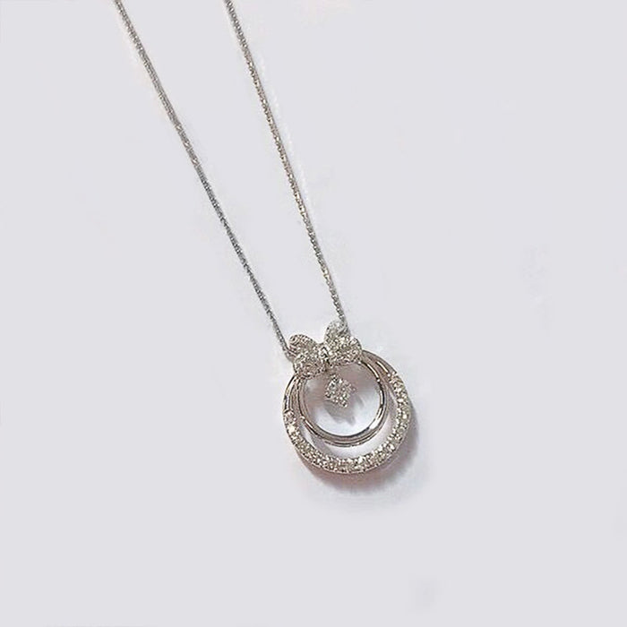 Wholesale Sweet Bow Diamond Zircon Necklace MOQ≥2 JDC-NE-CaoS042