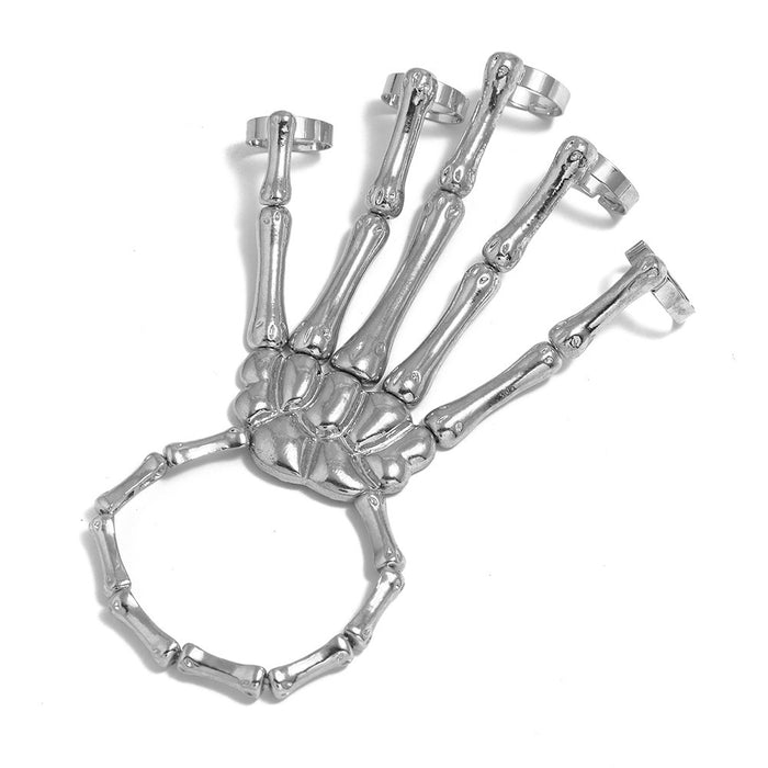 Wholesale Bracelet Alloy Punk Skull Hand Bone Versatile Five Finger Adjustable One Chain JDC-BT-MYL001