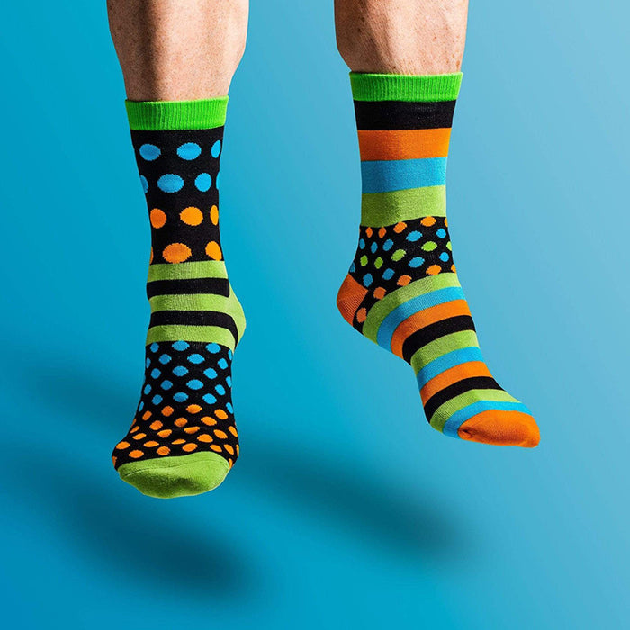Wholesale socks fabric polka dot stripe asymmetric mandarin duck ab socks JDC-SK-QAng013