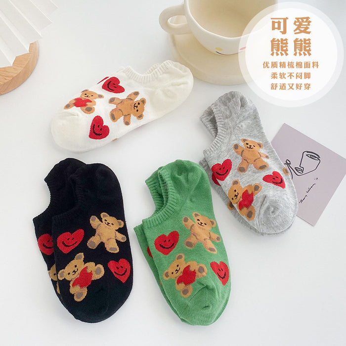 Wholesale socks summer thin boat socks cartoon socks to prevent heel drop MOQ≥3 JDC-SK-LinX005