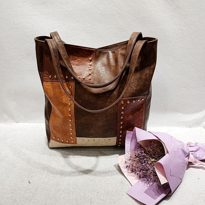 Handbag de bolso al por mayor Pu Rivedes contrastantes de columna de color HOMBO JDC-HB-MINGG006