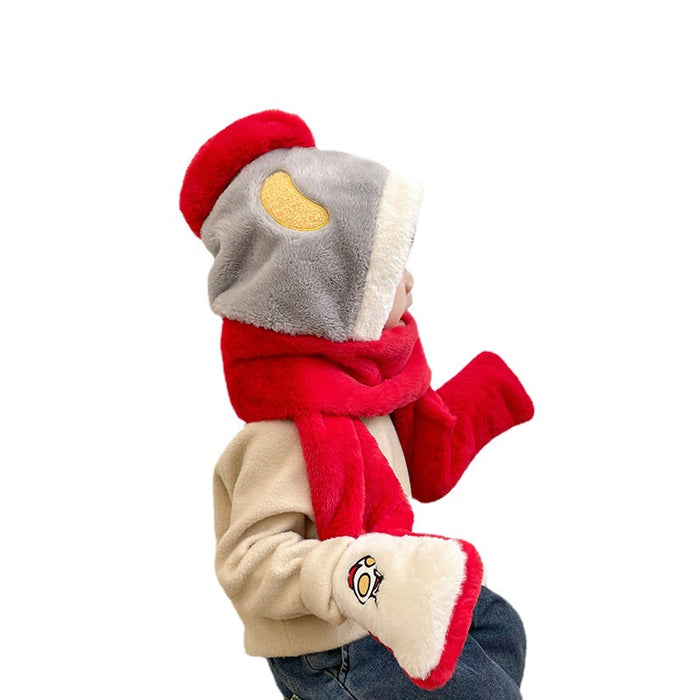Bufanda al por mayor de la tela de espesor de poliéster sombreros para niños Guantes de guantes tres usos otoño invierno cálido jdc-sf-lewan002