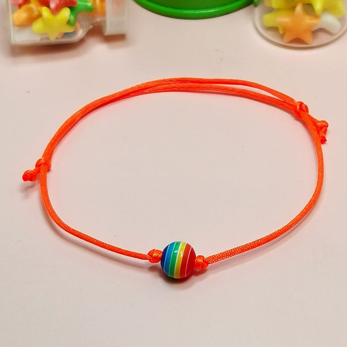 Wholesale colorful beads friendship braided same sex rainbow lgbt bracelet MOQ≥2 JDC-BT-HaoL011