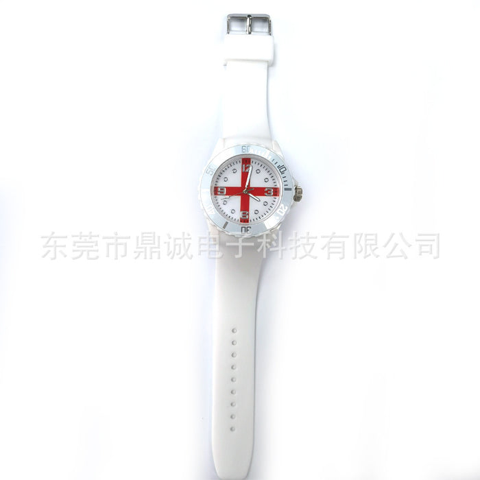 Wholesale Qatar World Cup Flag Sports Silicone Watch MOQ≥2 JDC-WH-DingChe002