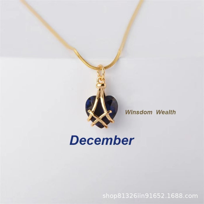 Wholesale Necklace 18k Gold Plated Birthstone Clavicle Chain Titanium Steel Zircon JDC-NE-LTLD001