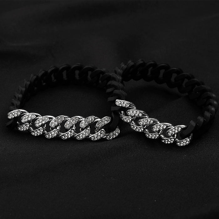 Wholesale Bracelet Alloy Twist Silicone Bracelet Diamond Cuban Chain Twist JDC-BT-DaW003