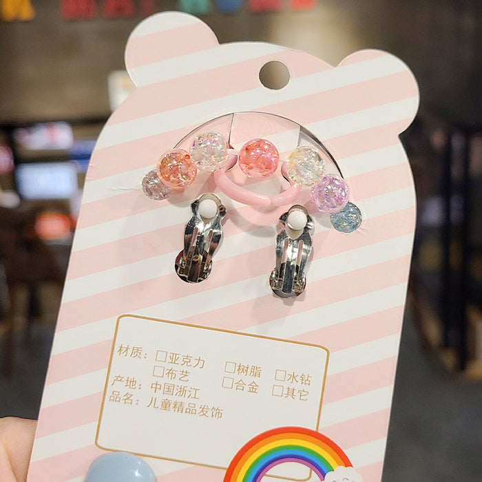Wholesalee Girls Jewelry Set Children's Bracelet Baby Ear Clip Cartoon Gift MOQ≥5 JDC-ES-Nimei001